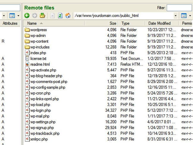 WordPress setup files